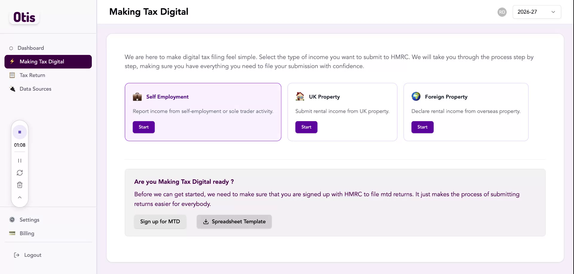 Step 2: Navigate to the 'Making Tax Digital' section