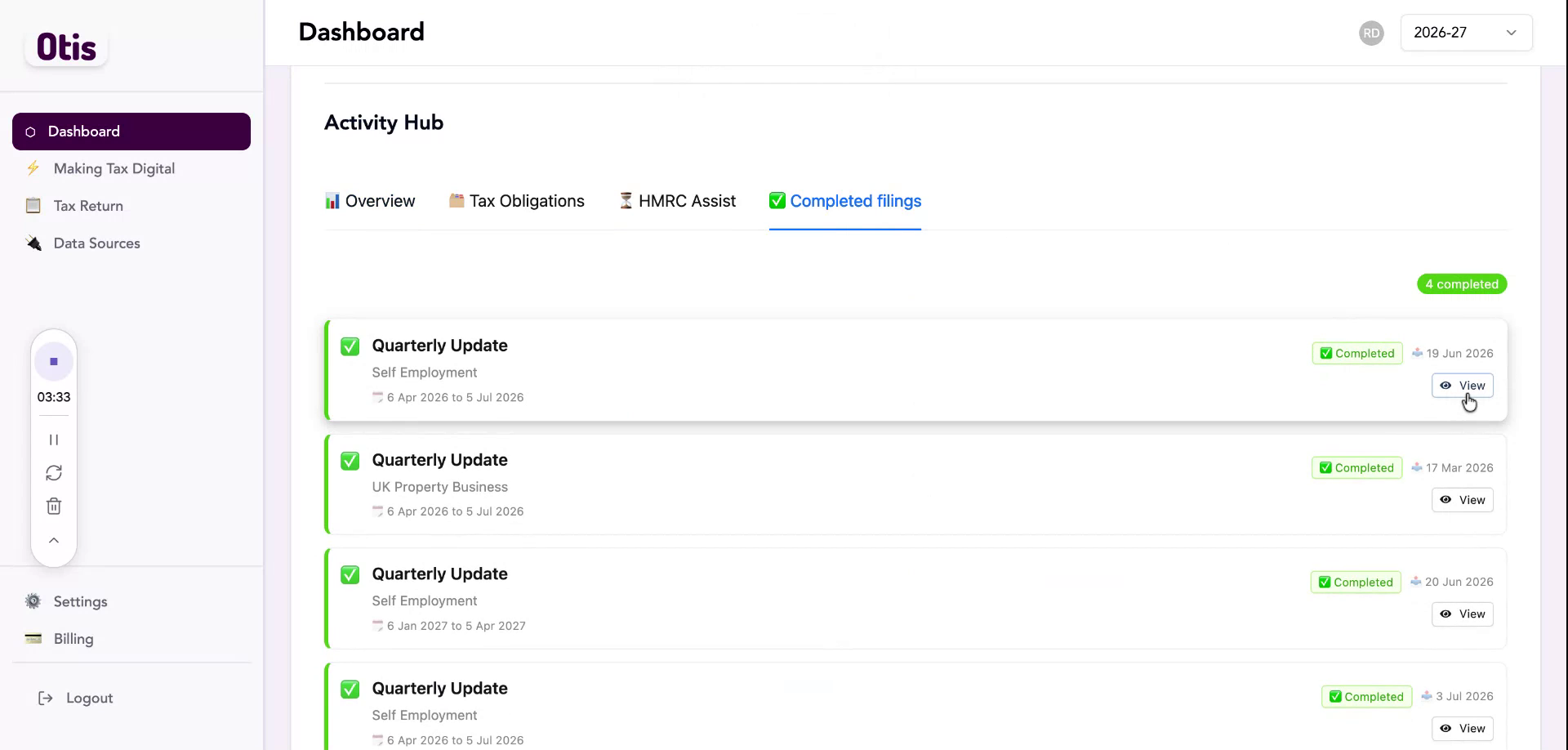 Step 9: Head to dashboard and view submission history